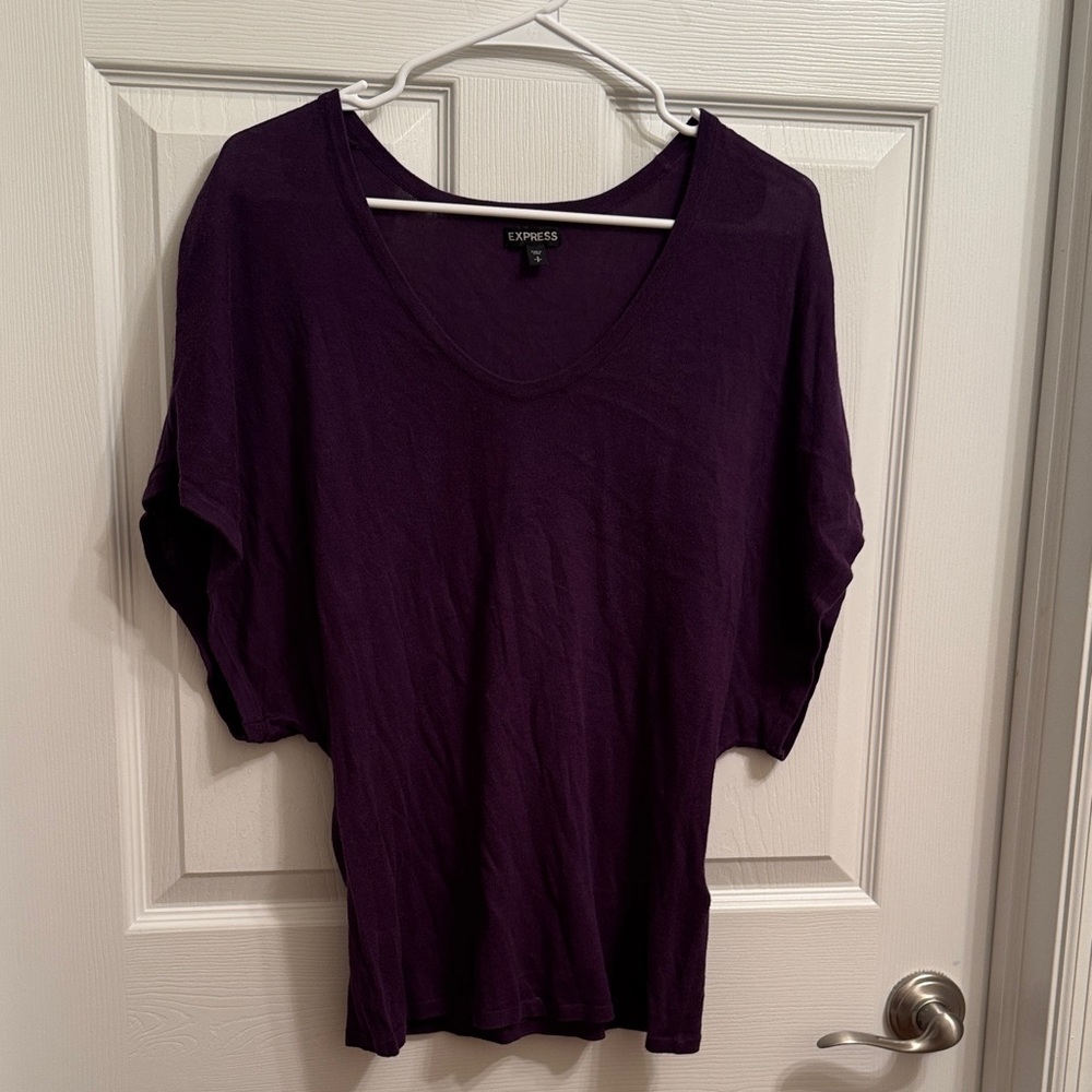 Express Women's Purple Short Sleeve Sweater Top Size S